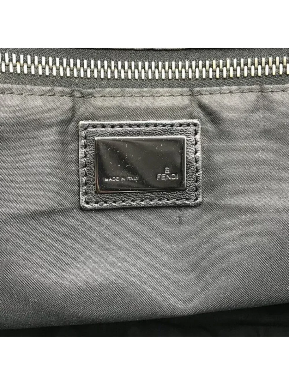 Fendi Zucchino Nylon Canvas Business Hand Bag Black